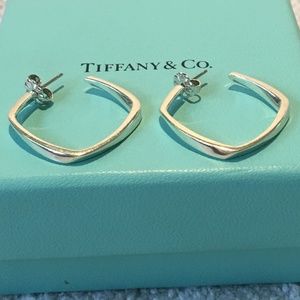 Tiffany Frank Gehry Torque Hoop Square Earrings